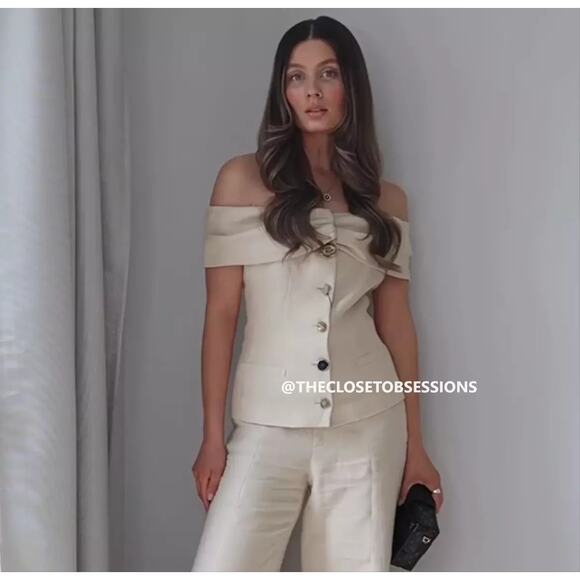 ZARA Strapless Linen Fitted Blazer NWT | Sand Tan | Structured Top - Picture 12 of 16